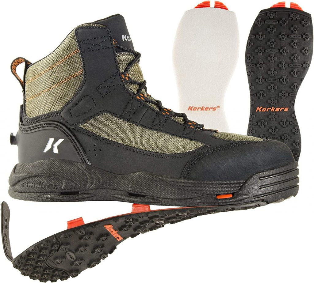 Korkers Greenback Wading Boots - Packed with the Essentials - Includes Interchangeable Felt and Kling-On Soles
