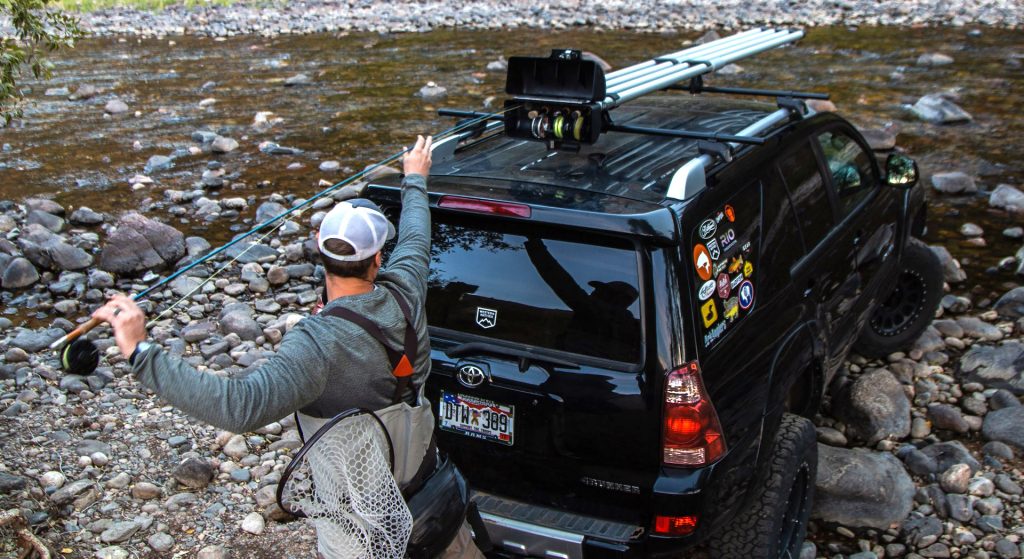 Thule RoadVault
Safe and easy loading thanks to the polypropylene lined rod tubes for added rod, guide, and tip protection.  The compact design leaves room for adding a cargo box or kayak to the top of the car.